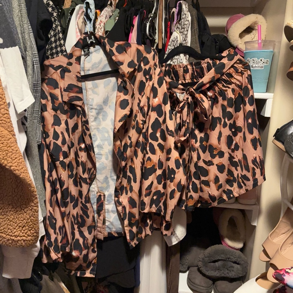 Leopard Print Jacket and Short Set